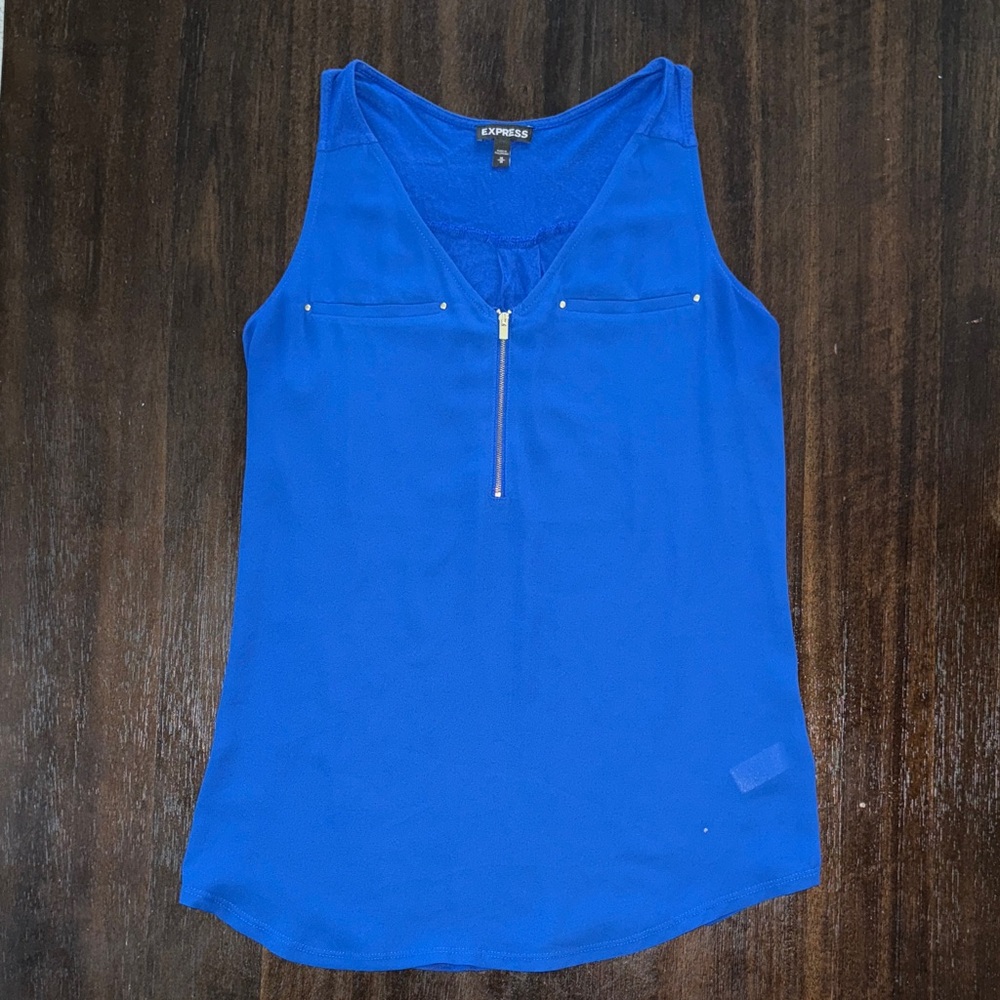 Express Women's Royal Blue Zip-Front Tank Top